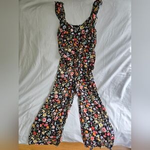 LOFT Black Floral Jumpsuit
